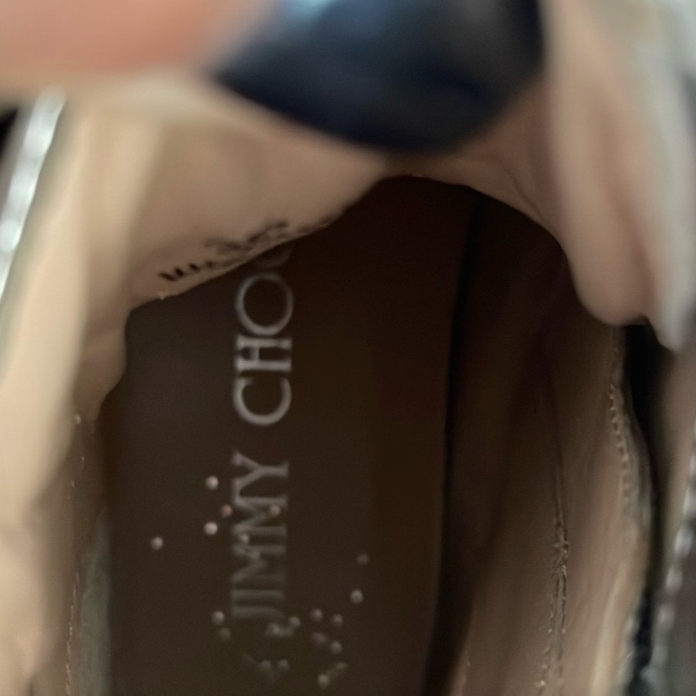Jimmy Choo Silver Glitter High-Top Sneakers - Picture 6 of 8